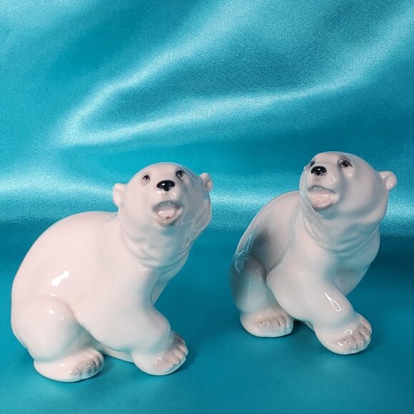 2 POLAR BEARS MATCHING PAIR USSR LOMONSOV - Picture 1 of 10